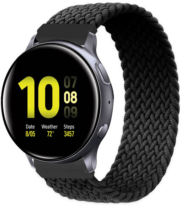 스페이스쉴드 갤럭시워치 액티브2 44mm 40mm 호환 브레이드 솔로루프 나일론 스트랩 밴드 스트랩 16color, 블랙