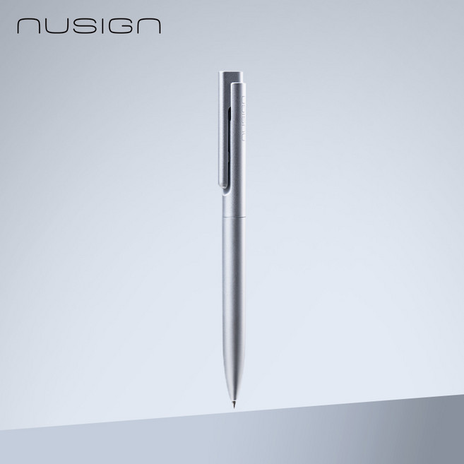 누사인 노크식 블랙잉크 젤펜 0.5mm 불렛팁 퀵드라이 메탈바디 부드러운 필기감 ENS999ES, 1개, 실버
