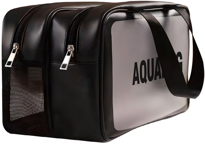 하늬통상 2중구조 메쉬 방수 수영가방, 블랙