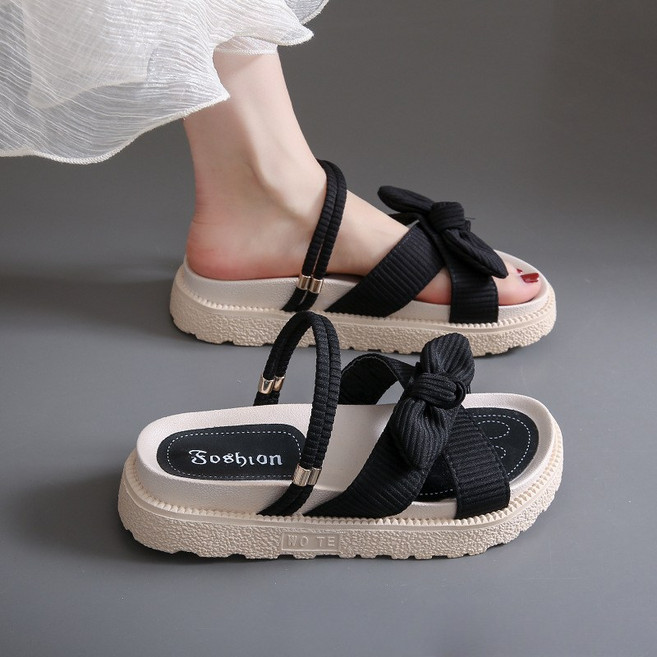 BROWMODA 여성 플랫 샌들 비치 슬리퍼