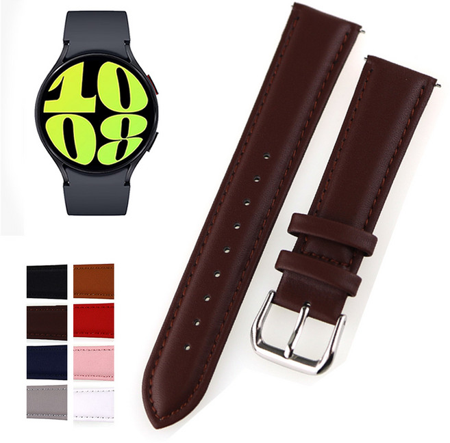 R940 갤럭시워치6 44mm 스트랩 레더 시계줄 가죽 호환밴드, 02 AGE02BR20 브라운