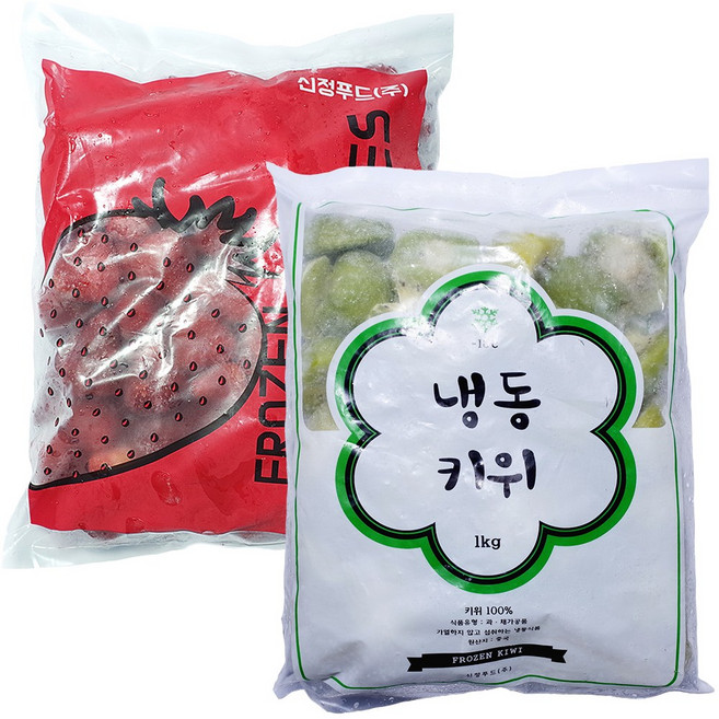 힘찬푸드 프리미엄 냉동과일, 1세트, 33_딸기1kg+키위1kg