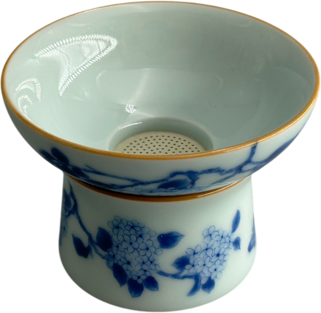 青花瓷茶葉過濾網 功夫茶道專用器具, 繡球花色, 1個