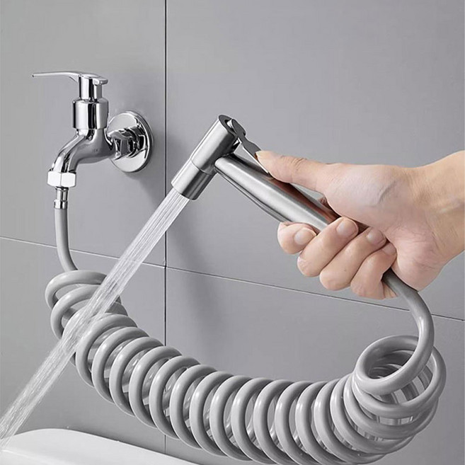 에스와이하우스 베란다 욕실청소 호스 분사기, 실버3M, 1세트