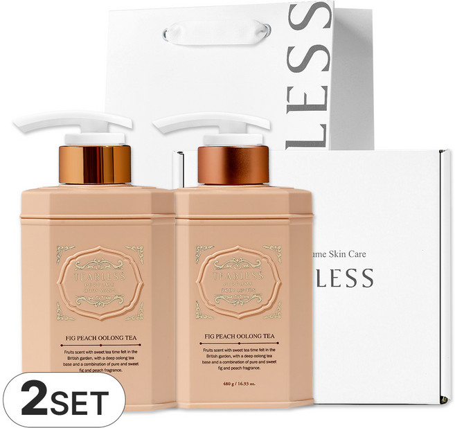 티블레스 피그 피치 우롱티 퍼퓸 바디로션 앤 바디워시 기프트 세트, 2세트