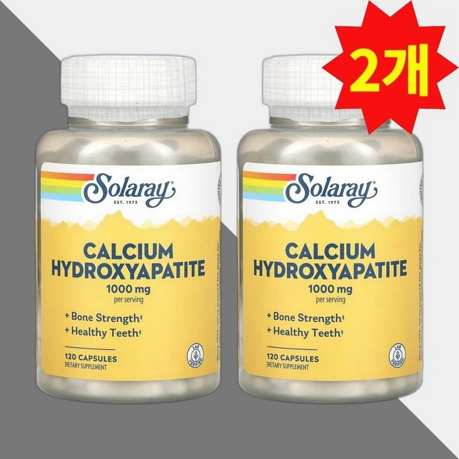 솔라레이 칼슘 하이드록시아파타이트 250mg 120캡슐 Calcium 2개, 120정 - 쿠팡
