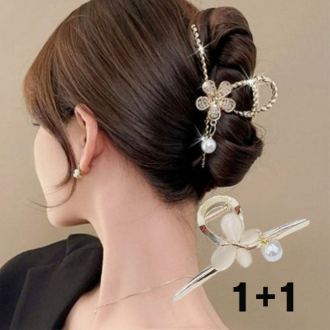 공주마마<1+1>9900원 세라진주나비앤플라워올림머리집게핀2종세트