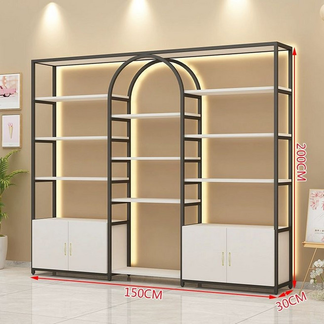 아치형 디스플레이 골드 매장 프레임 선반조명 진열대, 150x30x200 캐비닛형 + 검정 +