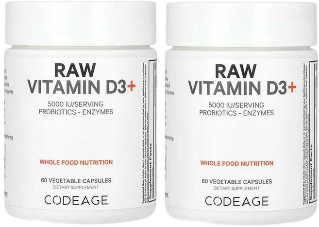 코드에이지 무가공 비타민D3+ 5 000IU 60베지캡슐, 2팩, 60정 - 쿠팡