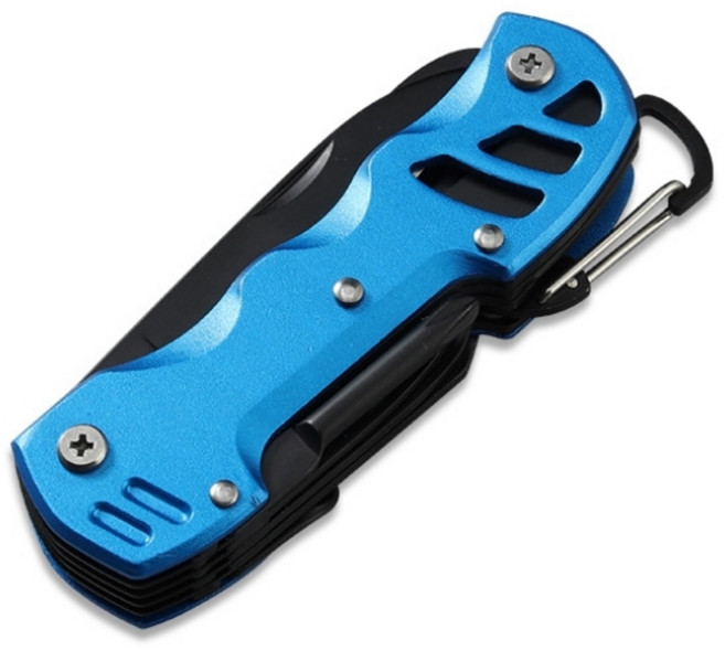Dr.Tools 다용도 16 in 1 맥가이버 칼 캠핑 멀티툴 만능 공구 생존 등산, 블루