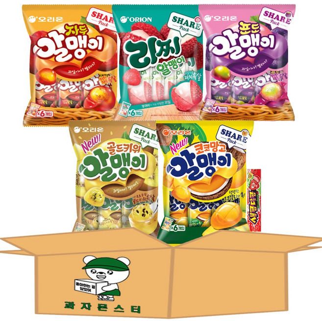 [과자몬스터] 알맹이 젤리 자두+리찌+포도+골드키위+코코망고+새콤달콤 딸기, 1세트, 1.109kg