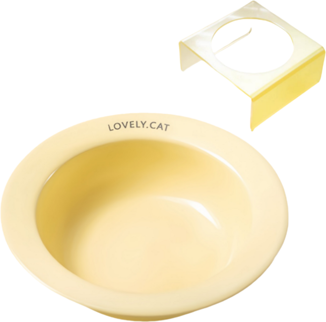 타이디 식기세트 애견식기 아크릴 고양이물그릇+거치(혼합색상 랜덤 발송), 노랑색, 1개