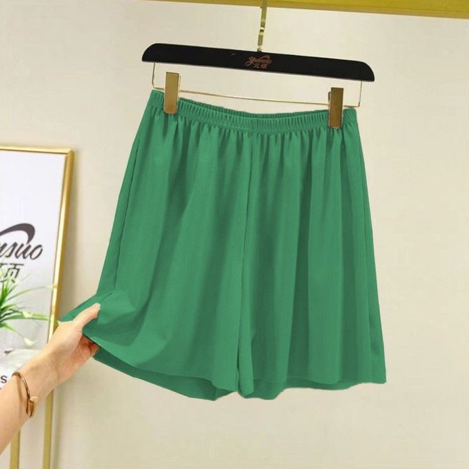 XL-7XL 冰絲短褲女 夏季寬松休閒裙褲 薄款闊腿熱褲