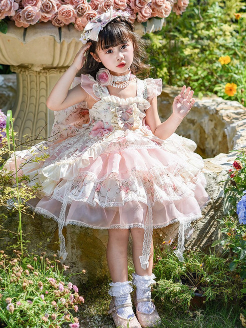 女童 洛麗塔 吊帶裙 莫奈花園 100cm
