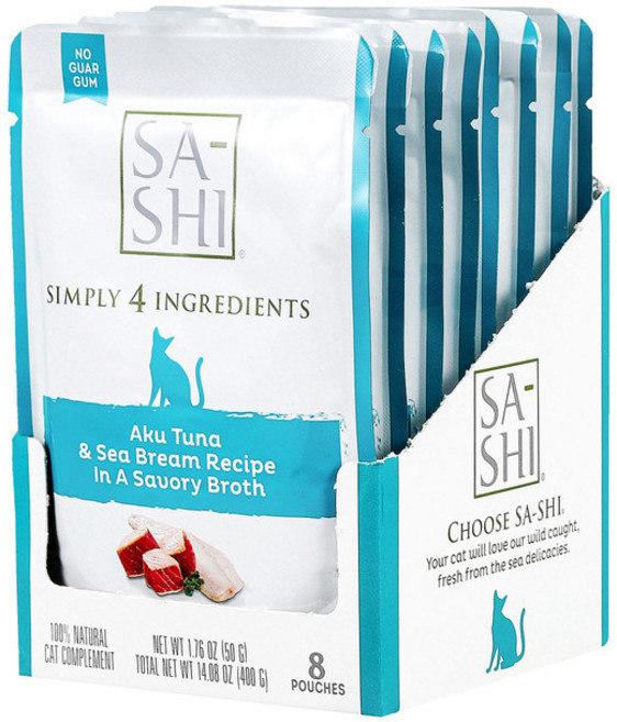 로우즈 사시 참치 도미 고양이 주식파우치 8p, 1세트, 참치+도미, 50g