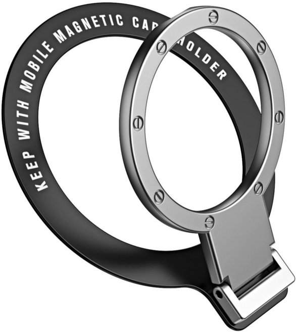 디기어 맥세이프 호환 아이폰 초슬림 메탈 링 거치대 무선충전 각도조절 자석 스탠드, 블랙, 1개