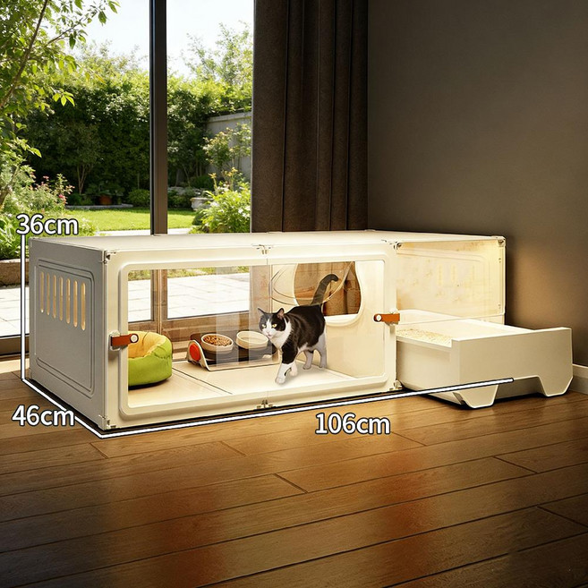 고양이격리장 실내 야옹이 가정용 쉼터 반려묘 샌드박스가 소형 캣타워, A. 단층 106x46x36 새끼 고양이