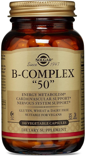 SOLGAR 無糖無麩質維他命B群50素食膠囊, 100顆, 1罐