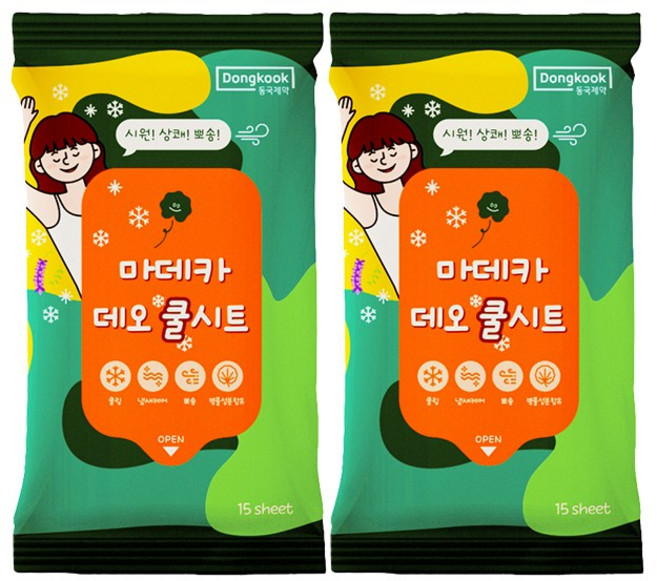 동국제약 마데카 데오쿨시트 15매 체취감소 냄새완화 뽀송함 쿨링함 끈적임제거 데오드란트 샤워티슈 쿨링파우더티슈 땀티슈 라벤더오일 저자극티슈, 2개(30매), 2개