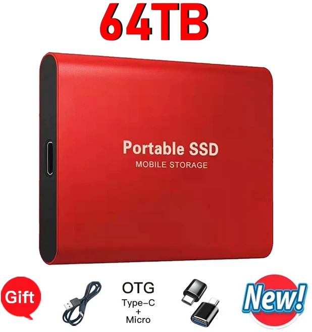 고성능 외장형 휴대용 SSD 2TB 일상적인 백업 저장에 적합, 1개, 14 64TB