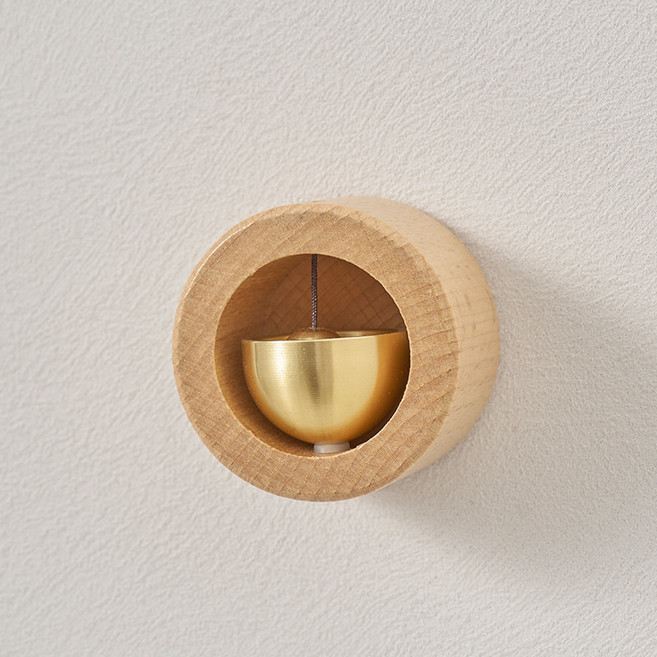 黃銅多巴胺風鈴鐺創意臥室掛件入戶門鈴冥想夏日和風掛飾門飾鈴鐺, 櫸木-mini圓