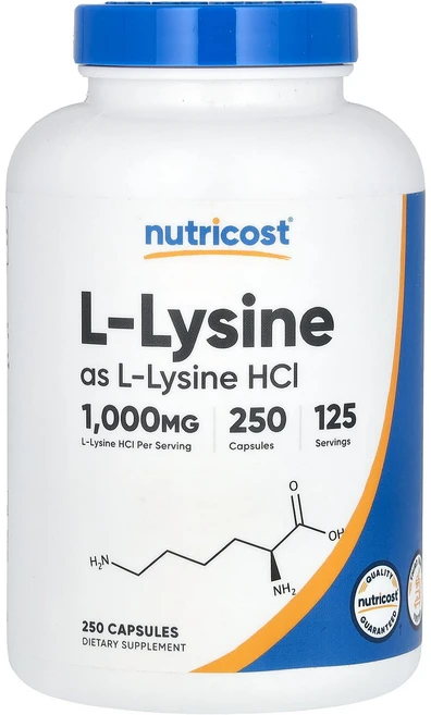 Nutricost l-라이신 1000mg 캡슐 250정(캡슐 1정당 500mg), Nutricostl라이신1000mg캡슐250정캡슐1정당, 1개, 250정 - 쿠팡