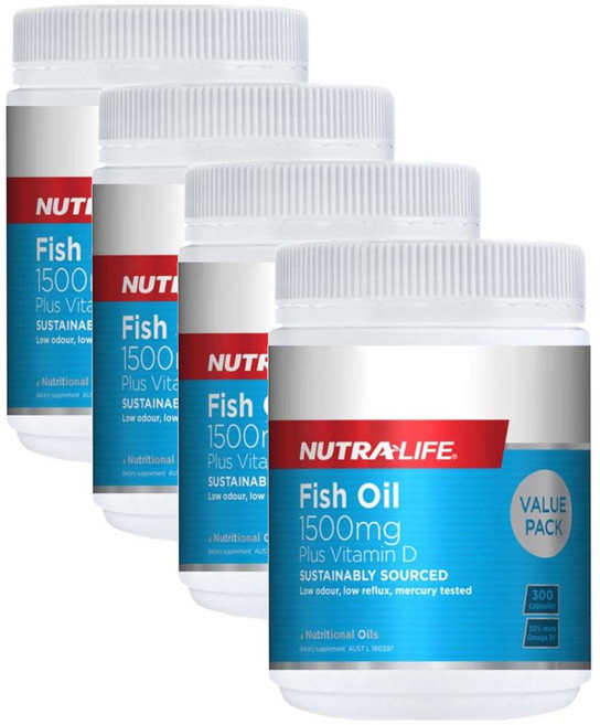 뉴트라라이프 피쉬오일 1500mg 오메가3 비타민D NUTRALIFE Fish Oil Plus Vitamin D, 4개, 300정