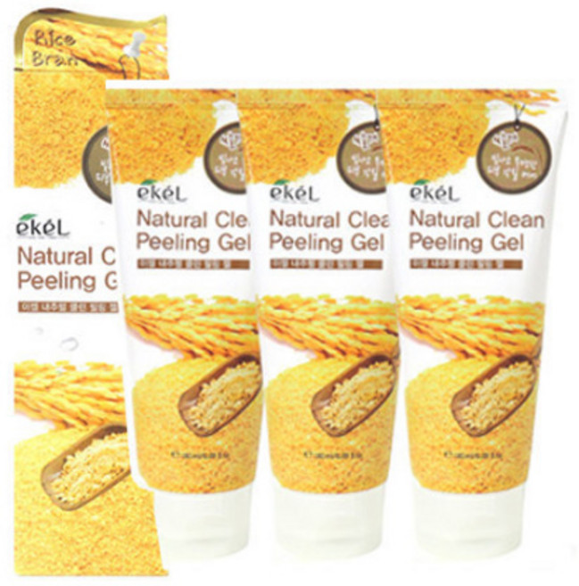 이켈 쌀겨 내추럴 클린 필링젤 180ml / 각질제거 + 피부정돈 + 부드러운 케어, 3개