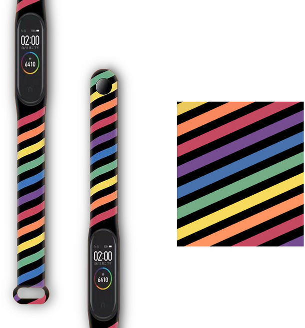 포유 실리콘 아이스크림 샤오미 미밴드 7 5 6 호환 스트랩 시계줄 루프 밴드 줄, 아이스크림 샤오미밴드 7(공용), 블랙레인보우