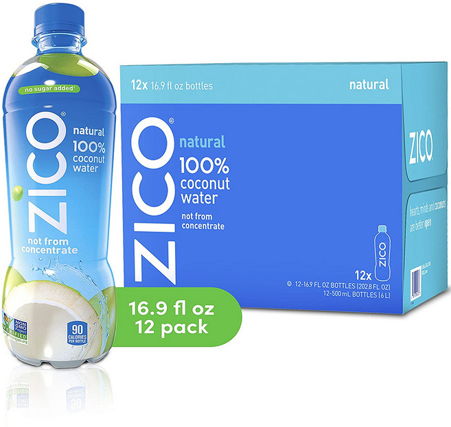ZICO Coconut Water 지코 코코넛 워터 500ml 12병, 12 팩  500ml 무설탕, 12개