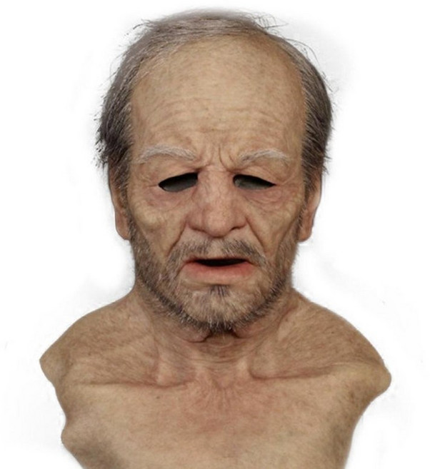리얼한 대머리 할아버지 마스크 분장 가면 얼굴, 1개, 스타일 E 노인