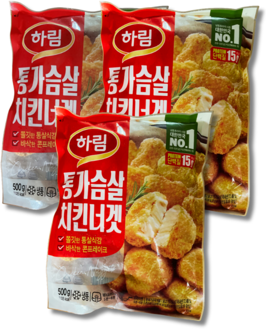 [퀴클리몰] 하림 통가슴살 치킨너겟 500g, 3개