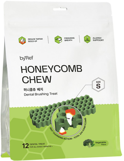 바이레프 강아지 허니콤츄 덴탈껌, 1개, 베지S, 120g