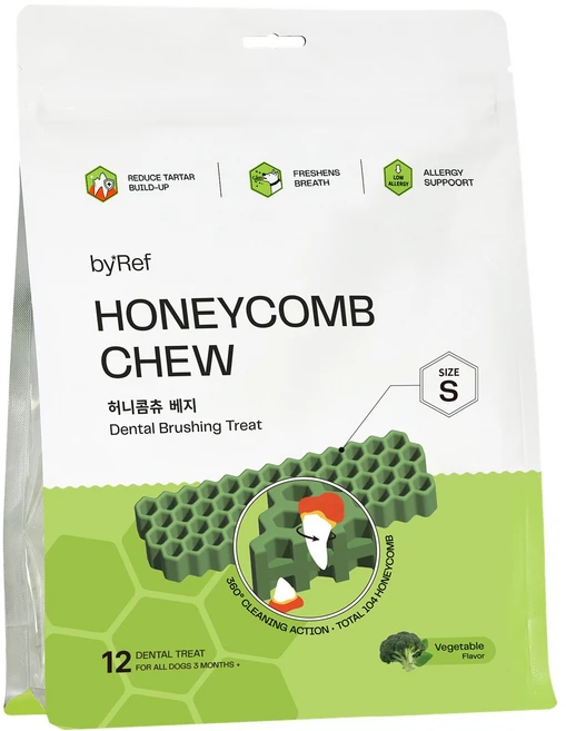 바이레프 강아지 허니콤츄 덴탈껌, 1개, 베지S, 120g - 쿠팡