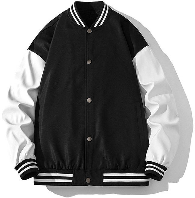 POMTOR 봄가을 커플 야상 박시 래글런 배색 야구복 자켓