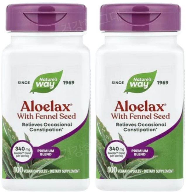 Nature's Way Aloelax with Fennel Seed 네이쳐스 웨이 알로에랙스 펜넬씨드 함유 340mg 100베지캡슐 2팩, 2개 - 쿠팡