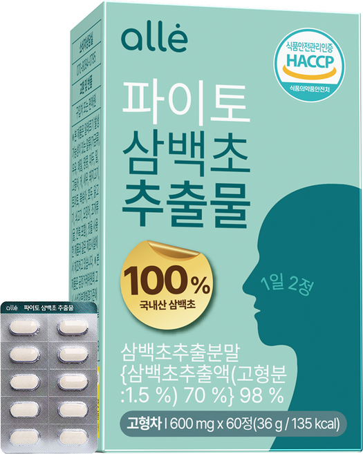 삼백초 추출물 식약청 HACCP 인증 국산 100% 파이토 알레, 1개, 60정