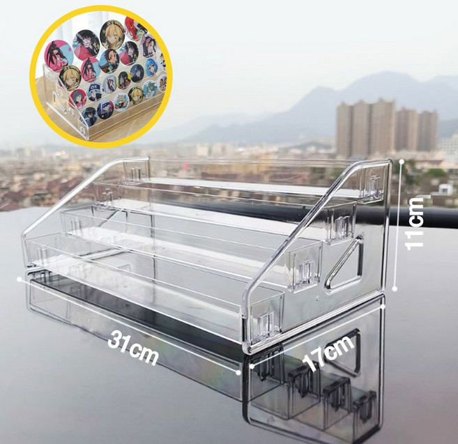 마켓피아 코인 메달 뱃지 피규어 보관함 계단식 아크릴 진열대, 투명, 4세트