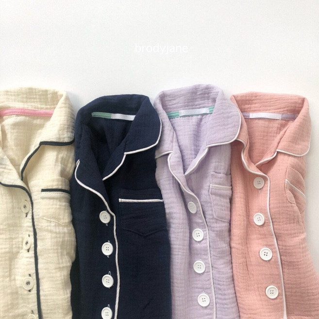 주니어잠옷 무지파자마셋 요루소재 거즈잠옷 파자마파티 남매 자매 형제 둥이 봄실내복 간절기