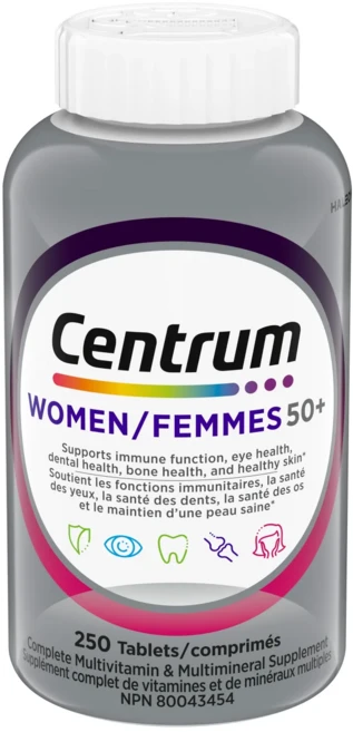 캐나다 센트룸 종합 멀티비타민 포맨 우먼 실버우먼50+ 성인남녀 대용량 250정 가족비타민, 1개 - 쿠팡