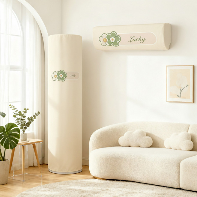 KEMEI 2 in 1 에어컨커버 세트 에어컨커버 스탠드 벽걸이 에어컨 덮개, 작은 꽃들