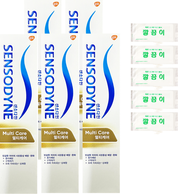 [코스트코무료배송] SENSODYNE 센소다인 멀티케어 치약 + 깔끔이 증정, 5개, 100g
