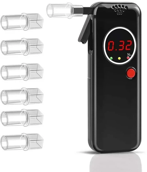 휴대용 알코올 테스터 전문 음주 측정기 LED 스크린 3단계 6개 마우스피스로 간편한 홈 파티 사용, 03 Black