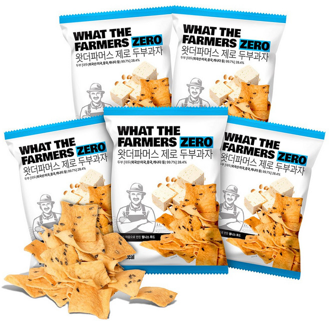 맛있는 건강 왓더파머스 오리지널 오븐에 구운 무설탕 두부과자 건강한 간식, 5개, 45g