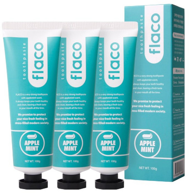 플라코 애플민트 치약 100gx3개/악마의치약 구취제거, 100g, 3개