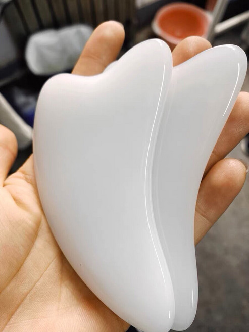 白玉 刮痧板 面部 臉部 撥筋 提升 全身 玉石 刮臉板, 1個, 如圖所示