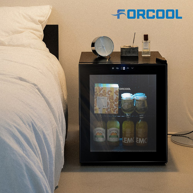 포쿨 음료수냉장고 쇼케이스 디지털 미니 가정용 업소용 음료 술장고 50L, 블랙 FC-50MSB