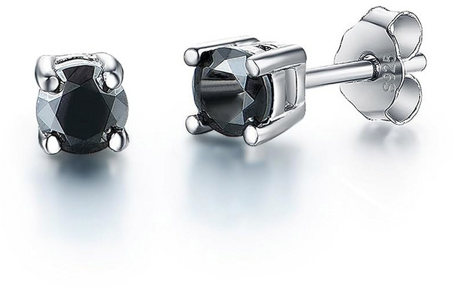 Kuololit 모이사나이트 스터드 귀걸이 3.0mm 0.1ct 브릴리언트 라운드 컷 D 색상 VVS1 투명도 스털링 실버 남성용 작고 트렌디한 주얼리