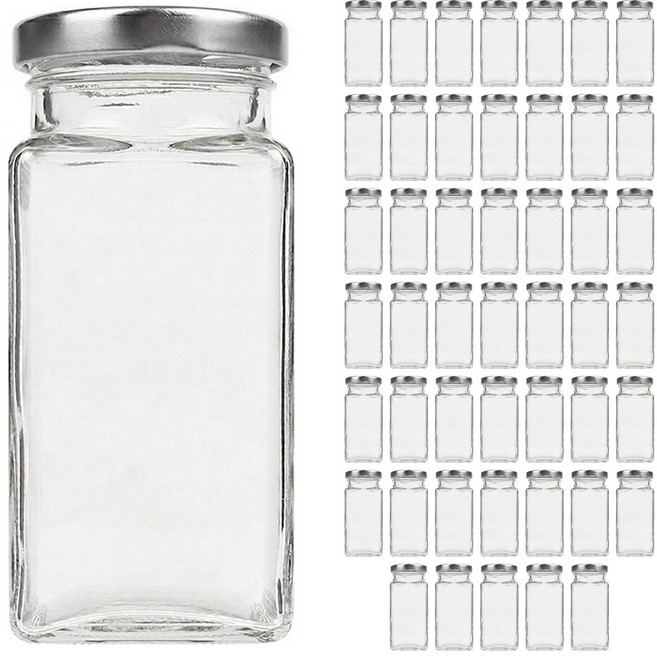 공병상회 사각허브 시리즈 유리병 + 러그캡/실버, 48개, 280ml