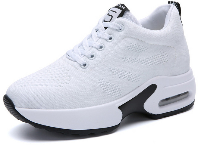 지디오 여성 가죽 키높이 스니커즈 무지 9CM 메쉬